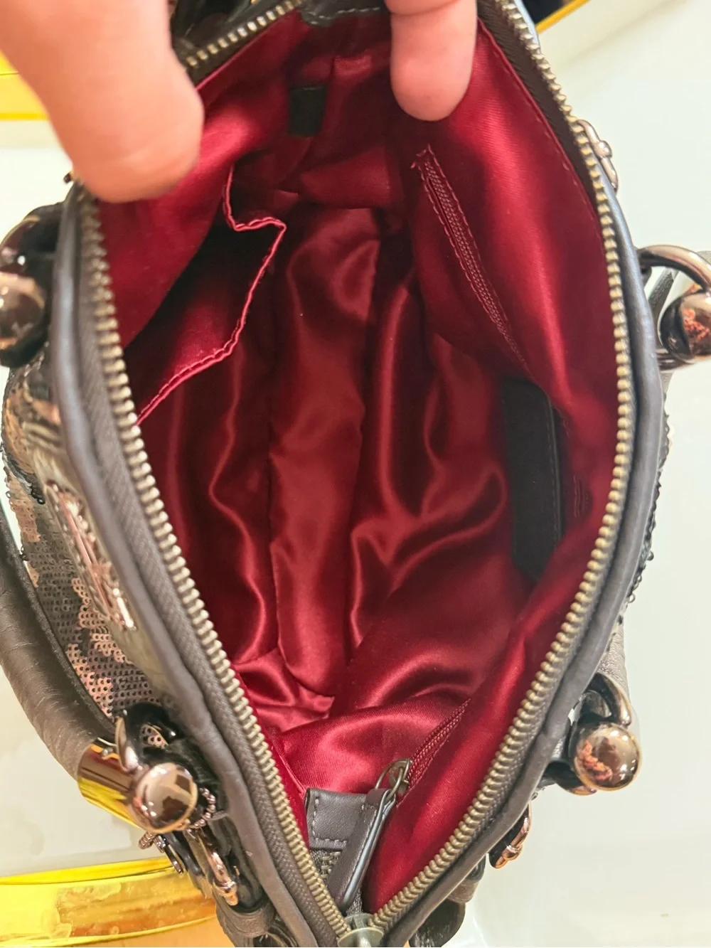 Coach Black and Silver Sequin Leopard Shoulder Bag